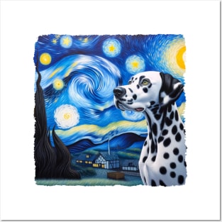 Starry Dalmatian Dog Portrait - Pet Portrait Posters and Art